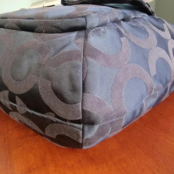 Coach Black Kristen Op Art Hobo Black Signature Jacquard and Leather #16811 - Picture 14 of 16